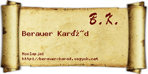 Berauer Karád névjegykártya